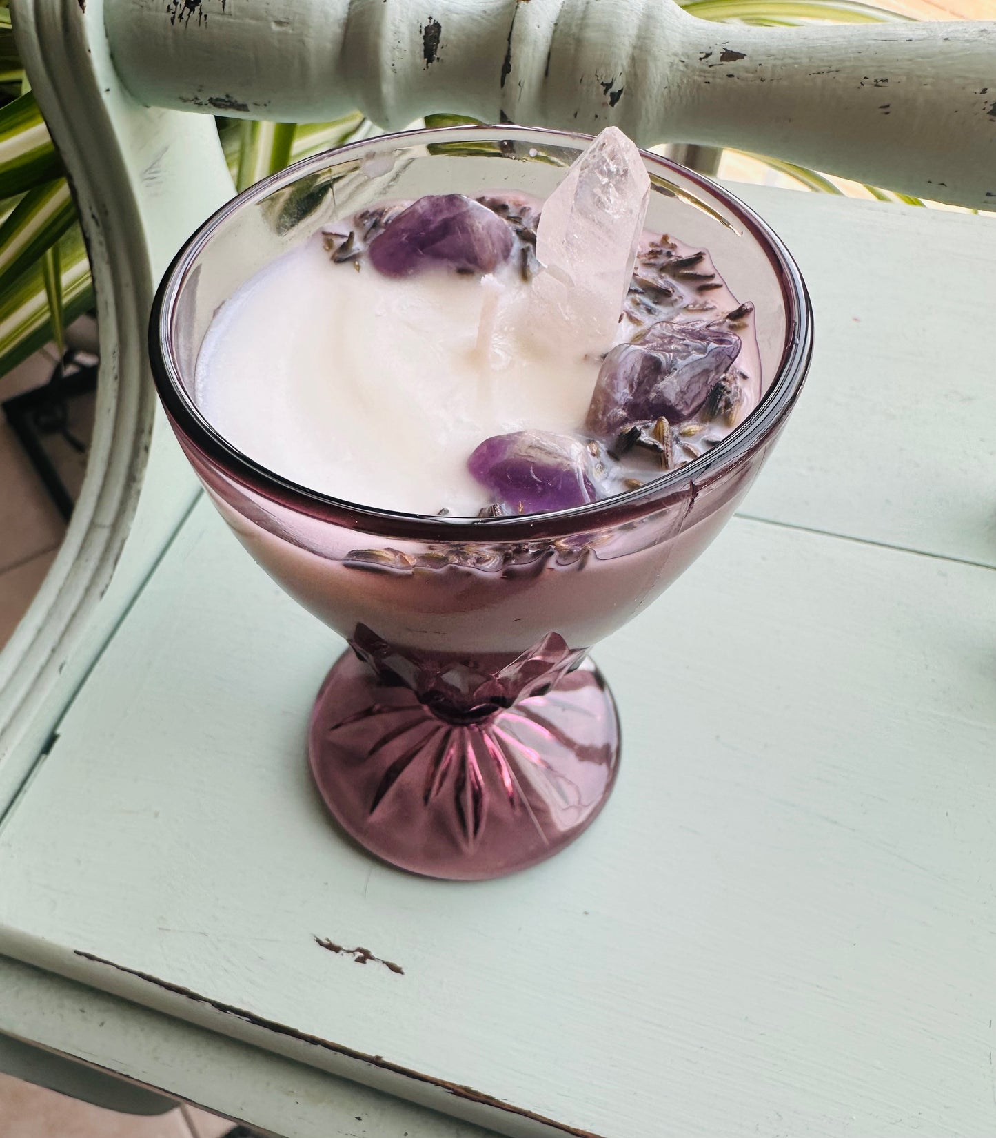 Hazel Atlas Moroccan Amethyst Wine Glass Gemstone Candle