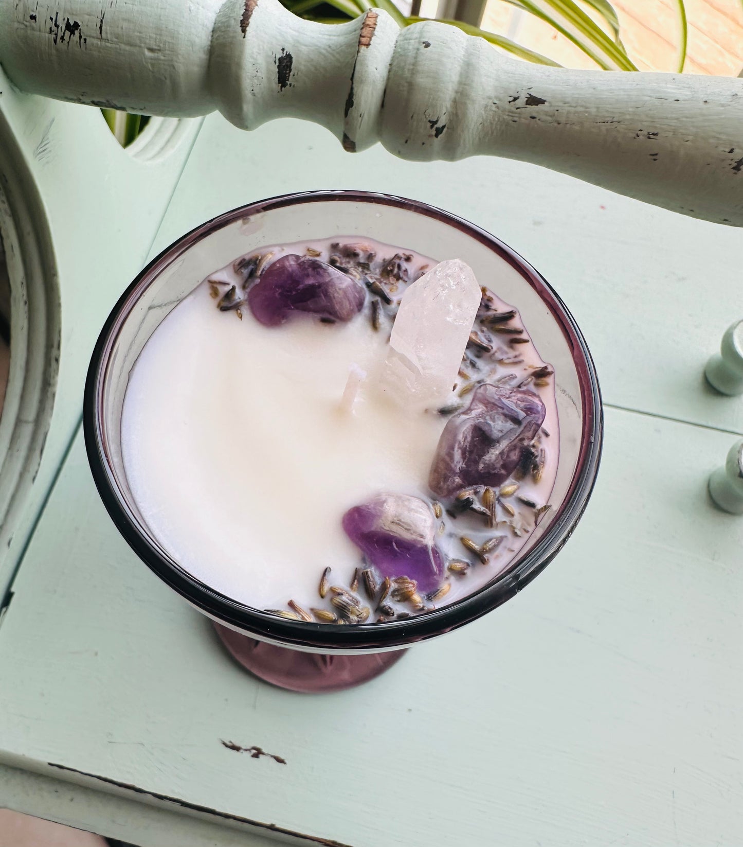 Hazel Atlas Moroccan Amethyst Wine Glass Gemstone Candle