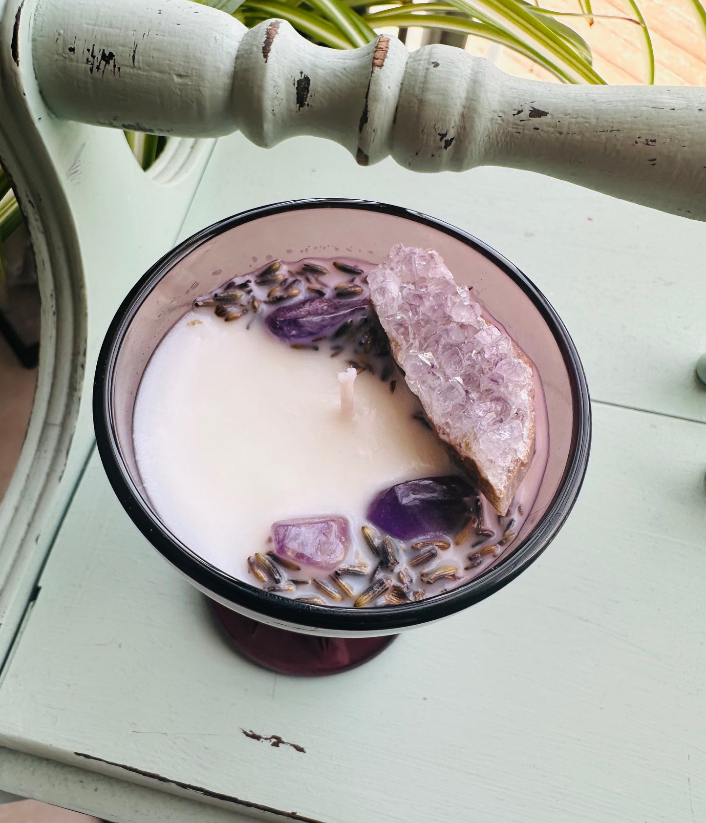 Hazel Atlas Moroccan Amethyst Wine Glass Gemstone Candle