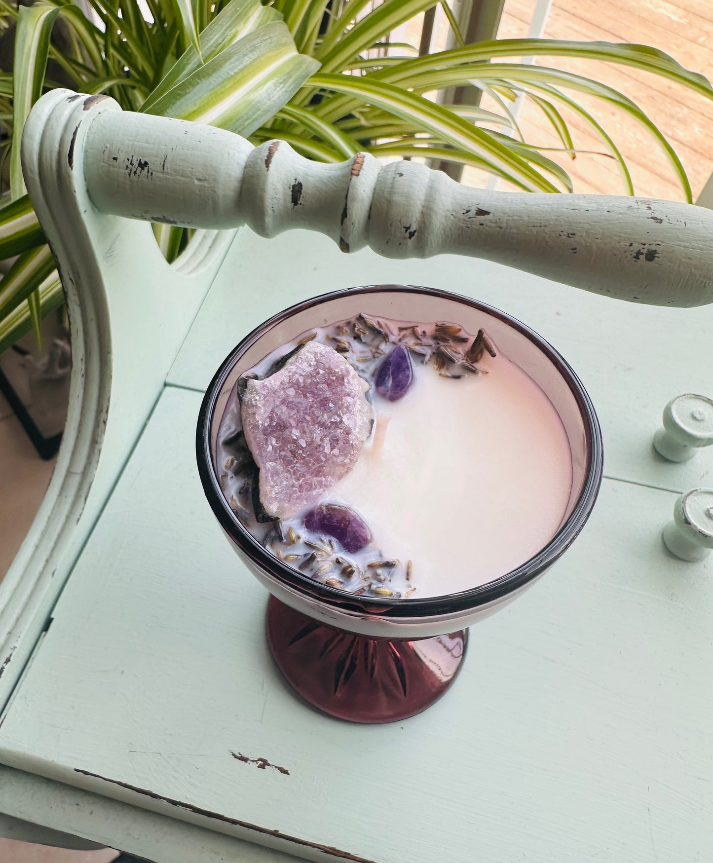Hazel Atlas Moroccan Amethyst Wine Glass Gemstone Candle