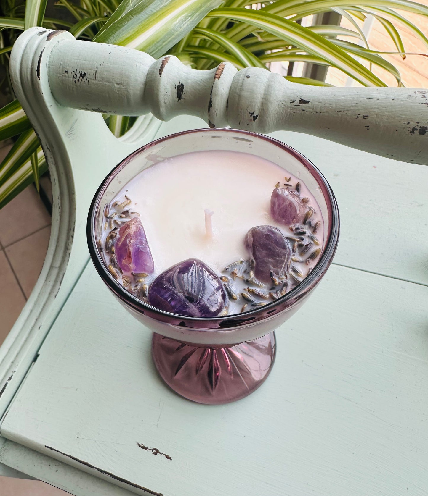 Hazel Atlas Moroccan Amethyst Wine Glass Gemstone Candle