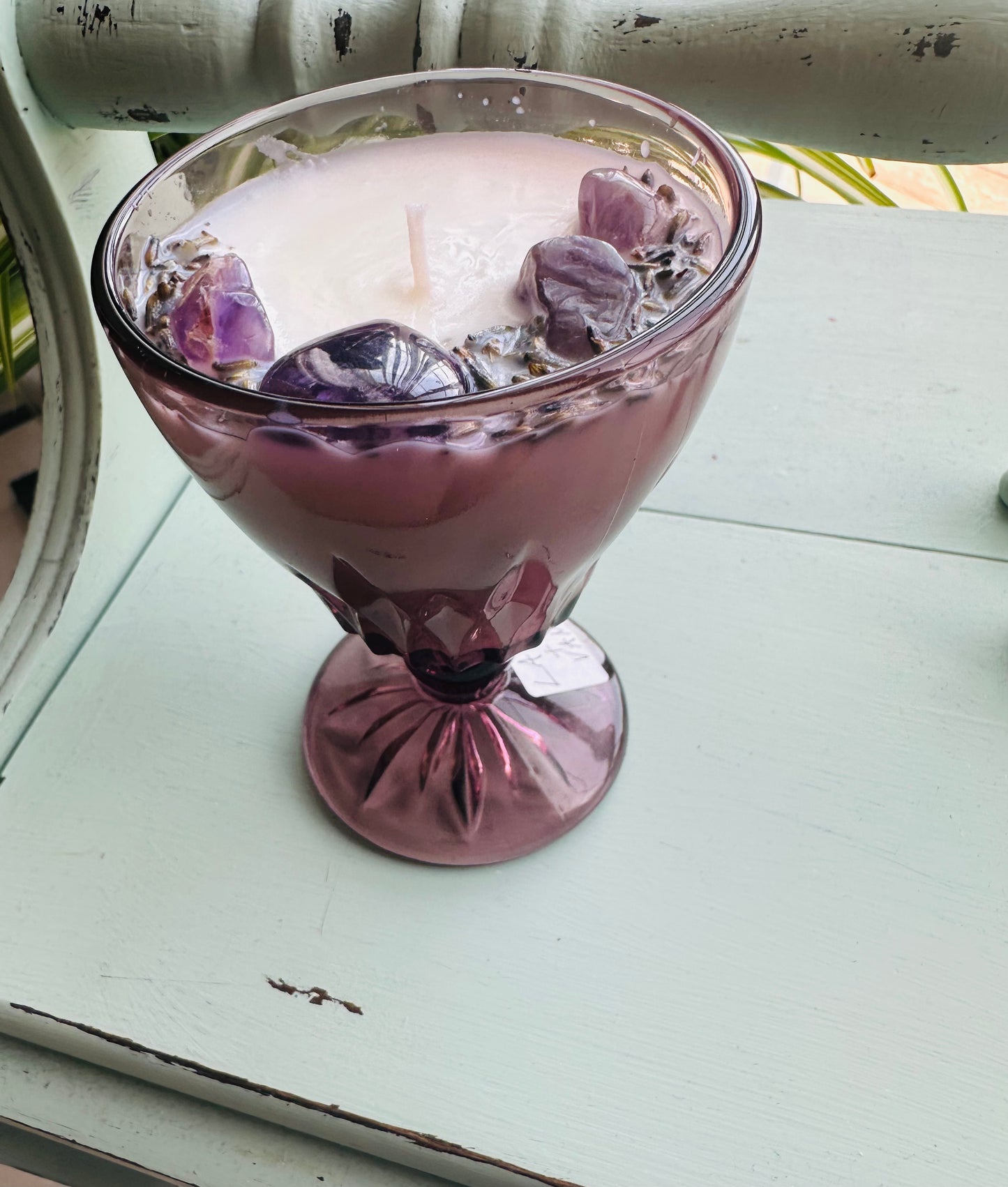 Hazel Atlas Moroccan Amethyst Wine Glass Gemstone Candle