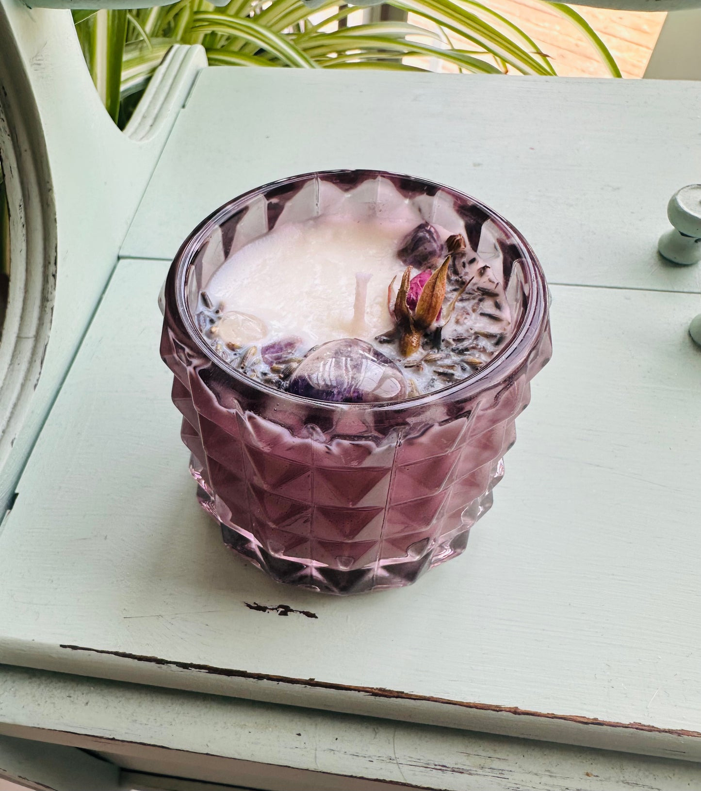 Hazel Atlas Moroccan Amethyst Wine Glass Gemstone Candle