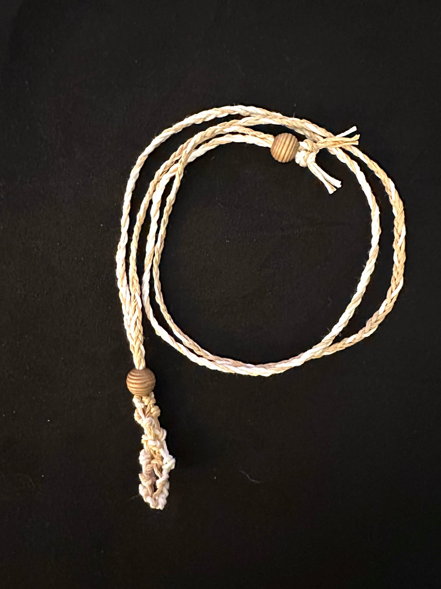 Macrame crystal pouch necklace