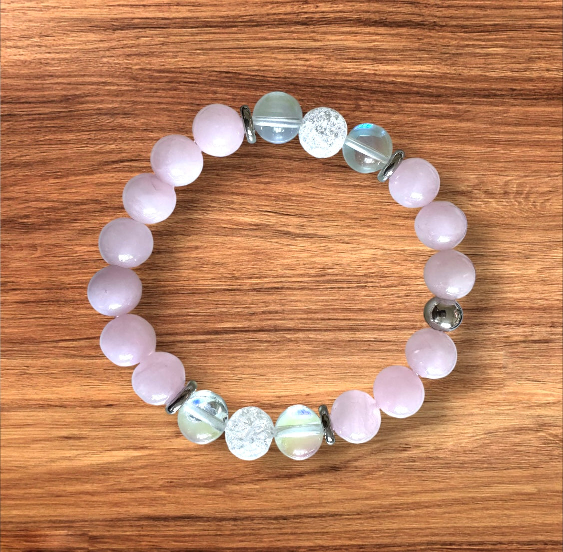 Rose Quartz, Aura Quartz, and Quartz Bracelet