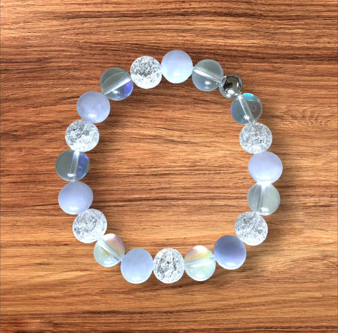 Angelite and Quartz gemstone bracelet