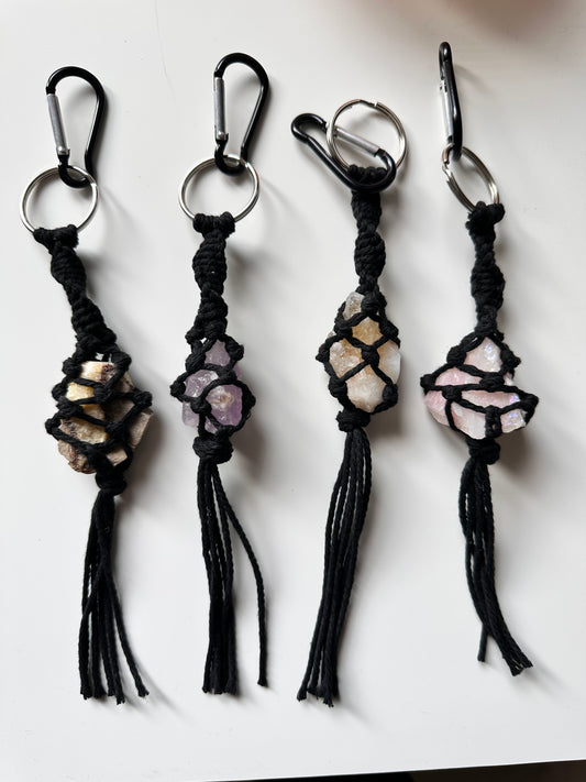 crystal macrame key chains