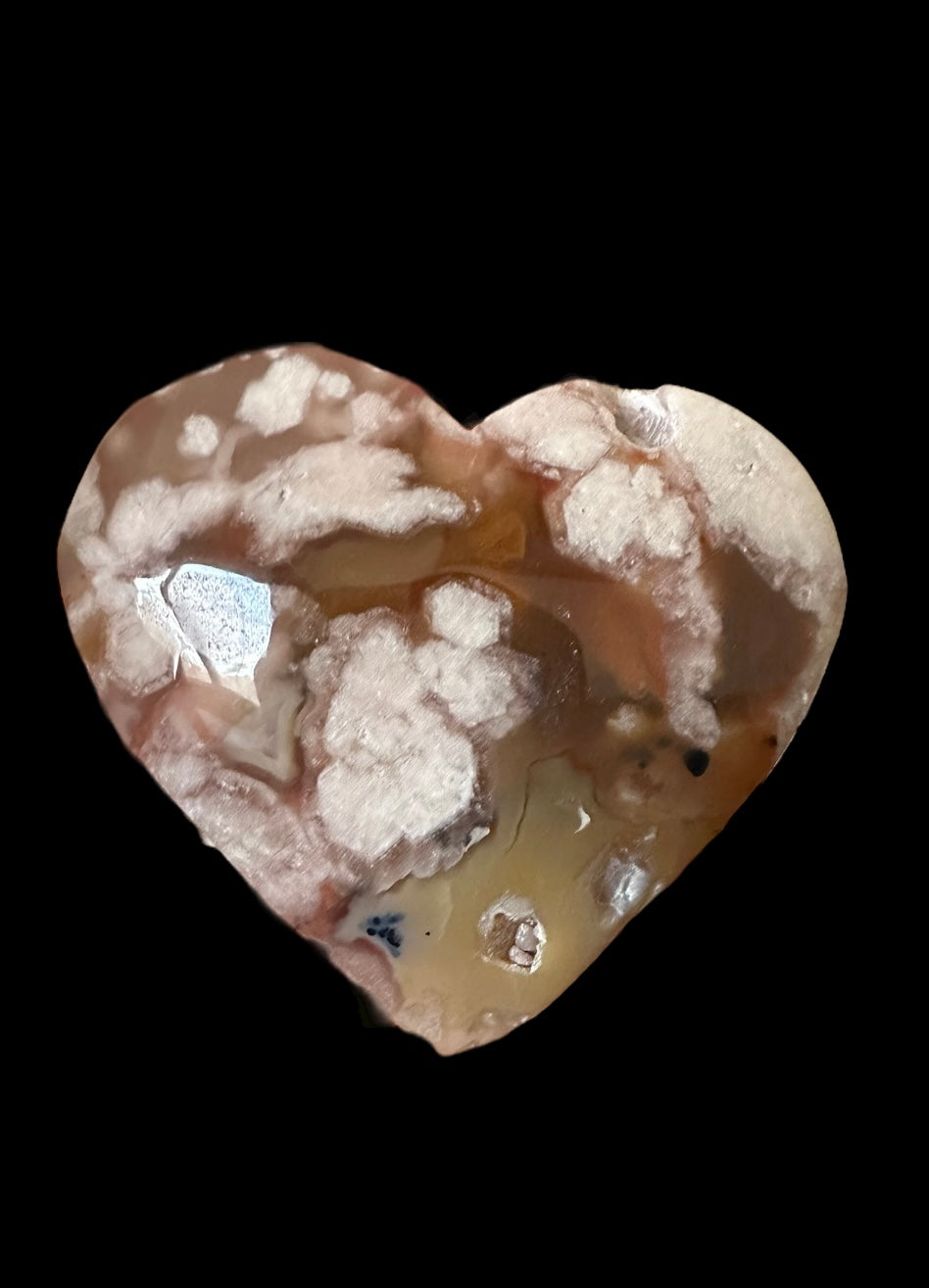 Flower Agate Crystal Heart