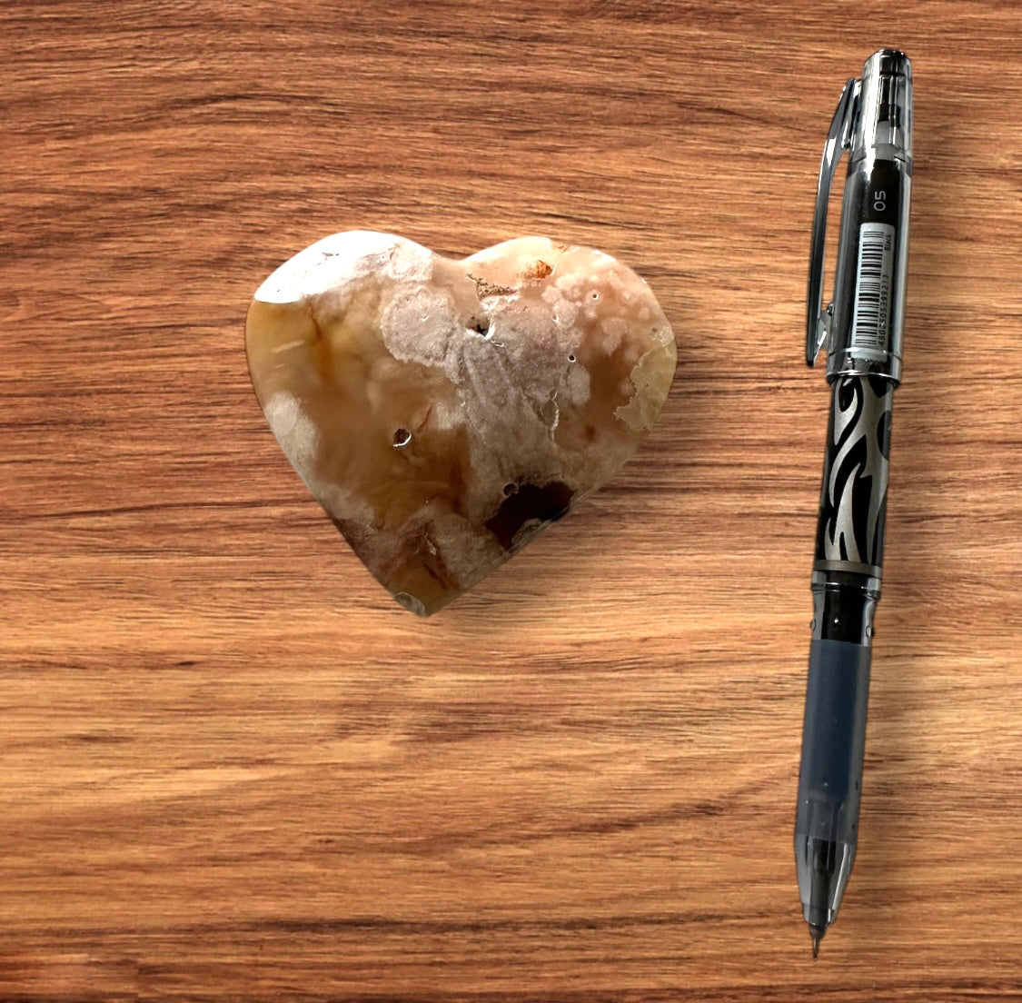 Flower Agate Crystal Heart