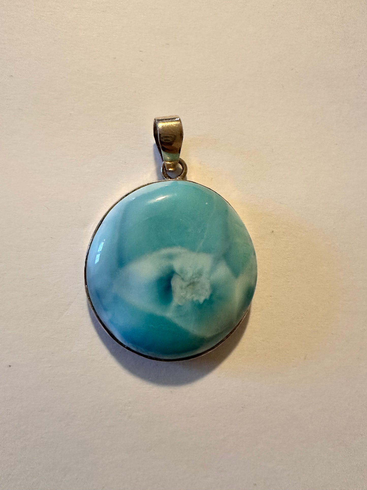 Vintage Larimar pendant set in sterling silver