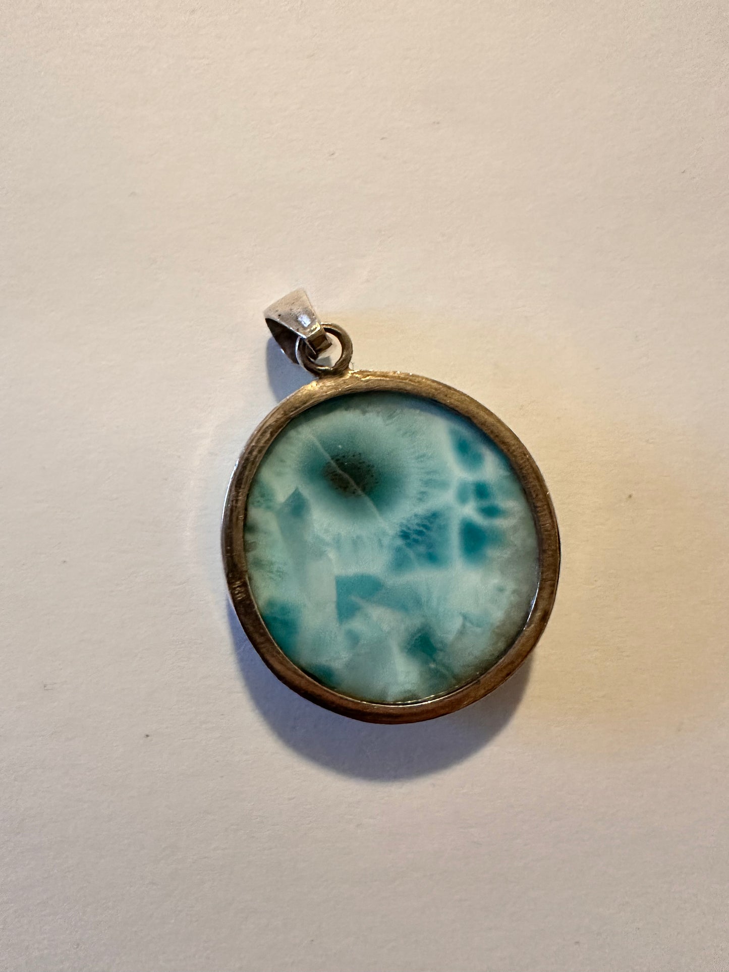 Vintage Larimar pendant set in sterling silver