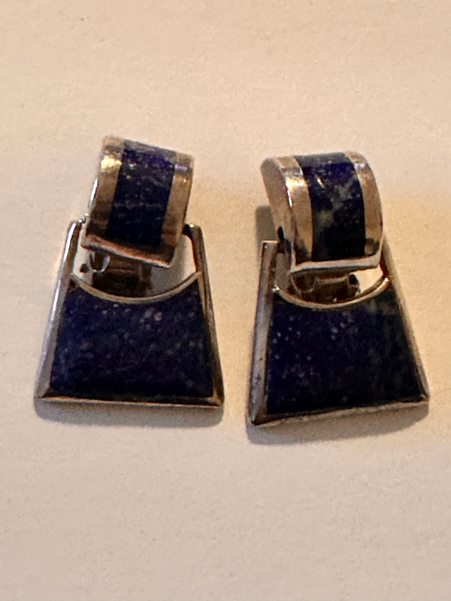 Vintage Lapis Lazuli earrings set in sterling silver