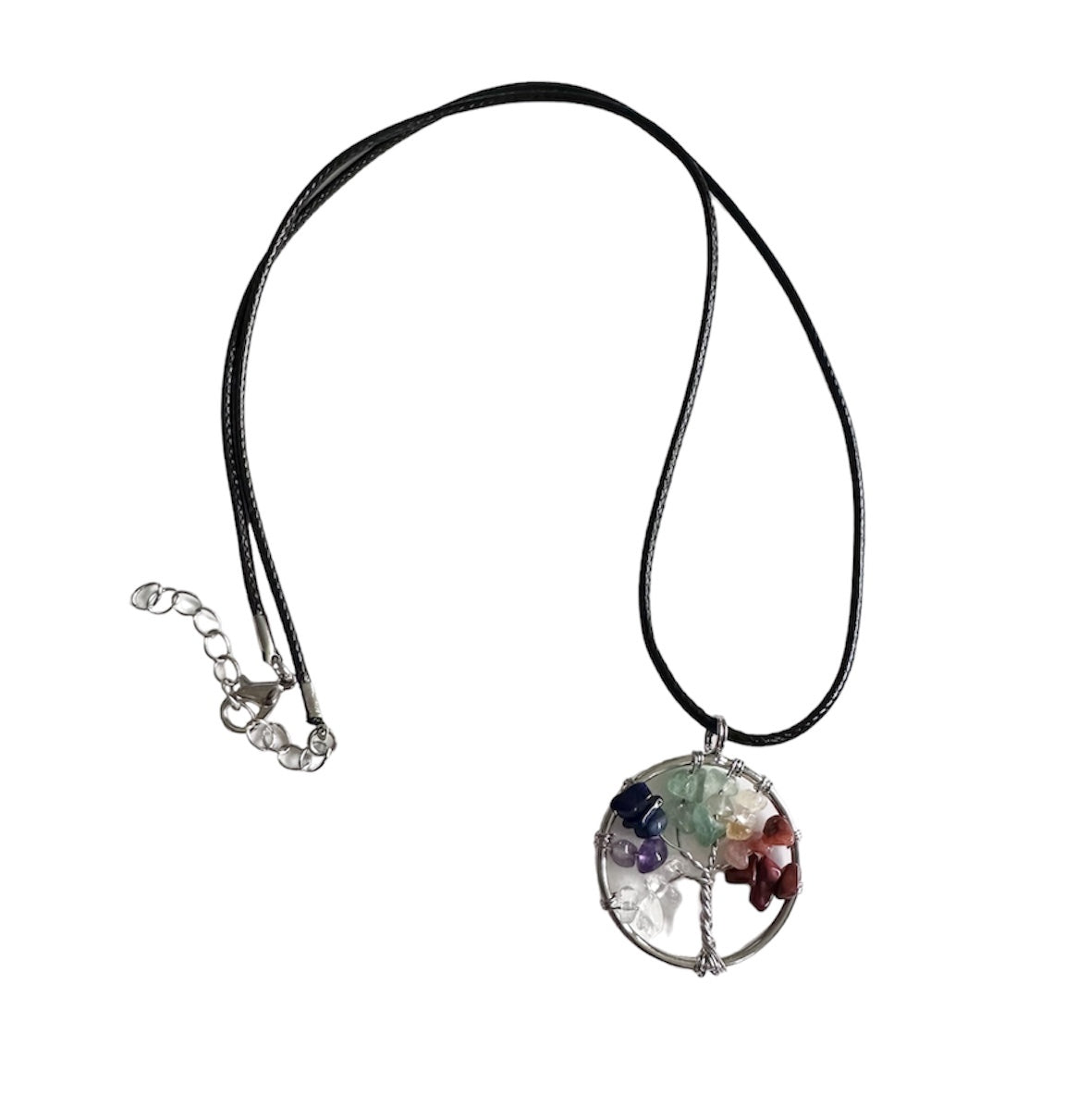 Tree of life crystal chip necklace