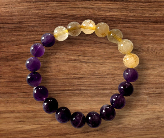 Amethyst and Rutilated Quartz Bracelet