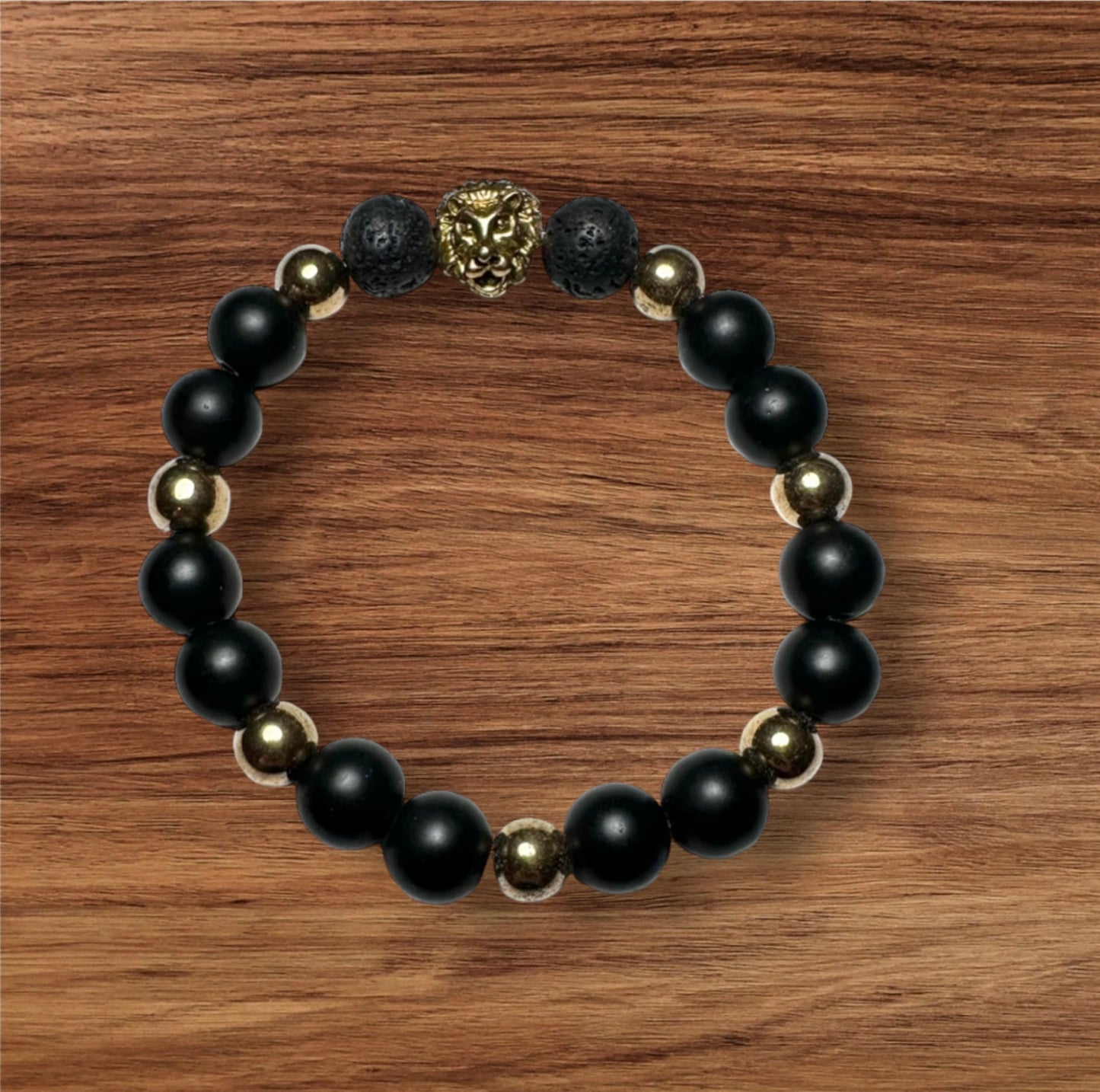 Black Onyx, Gold Hematite, and Lava Rock