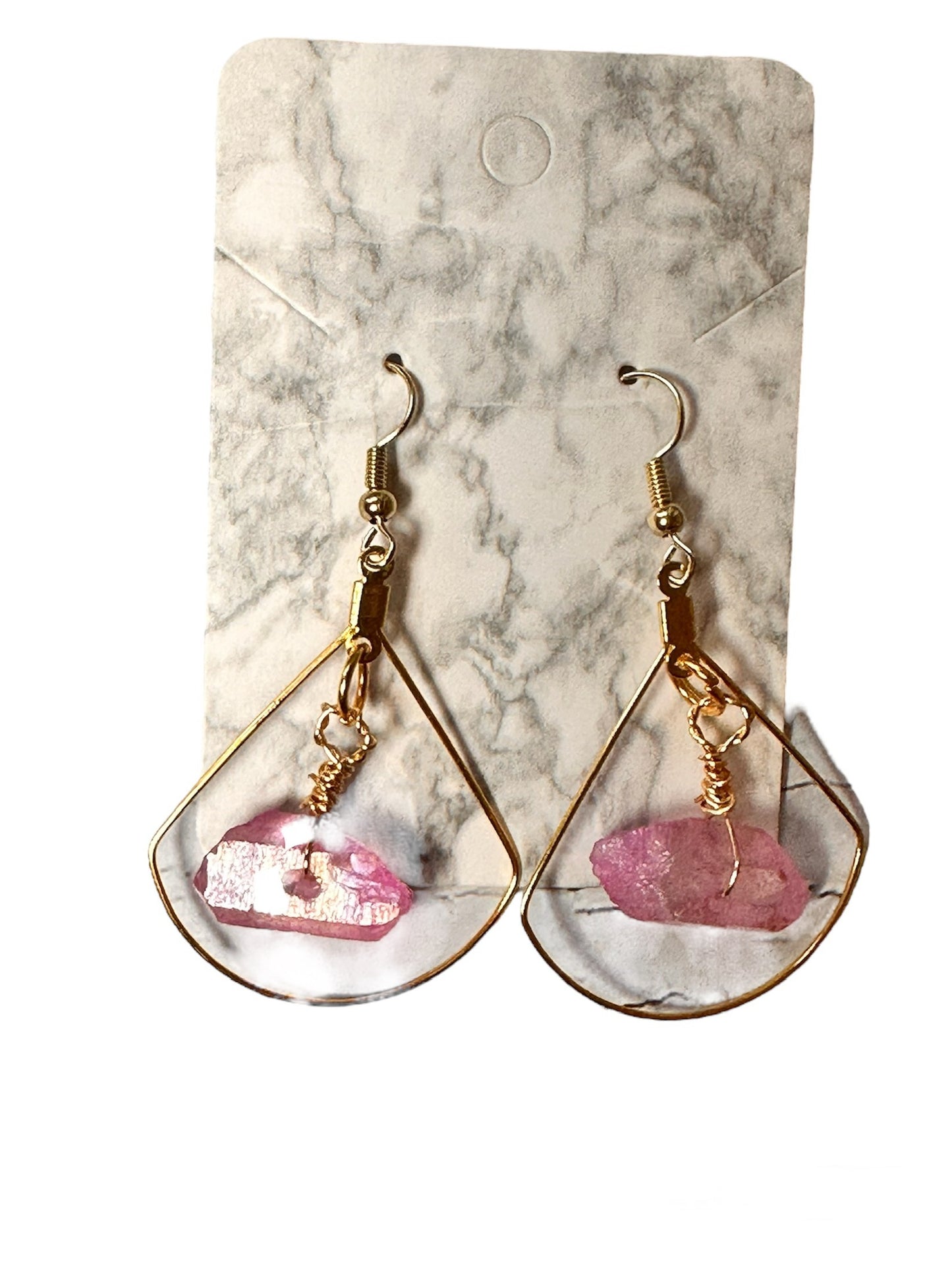 Aura Pink Dyed Quartz Earrings