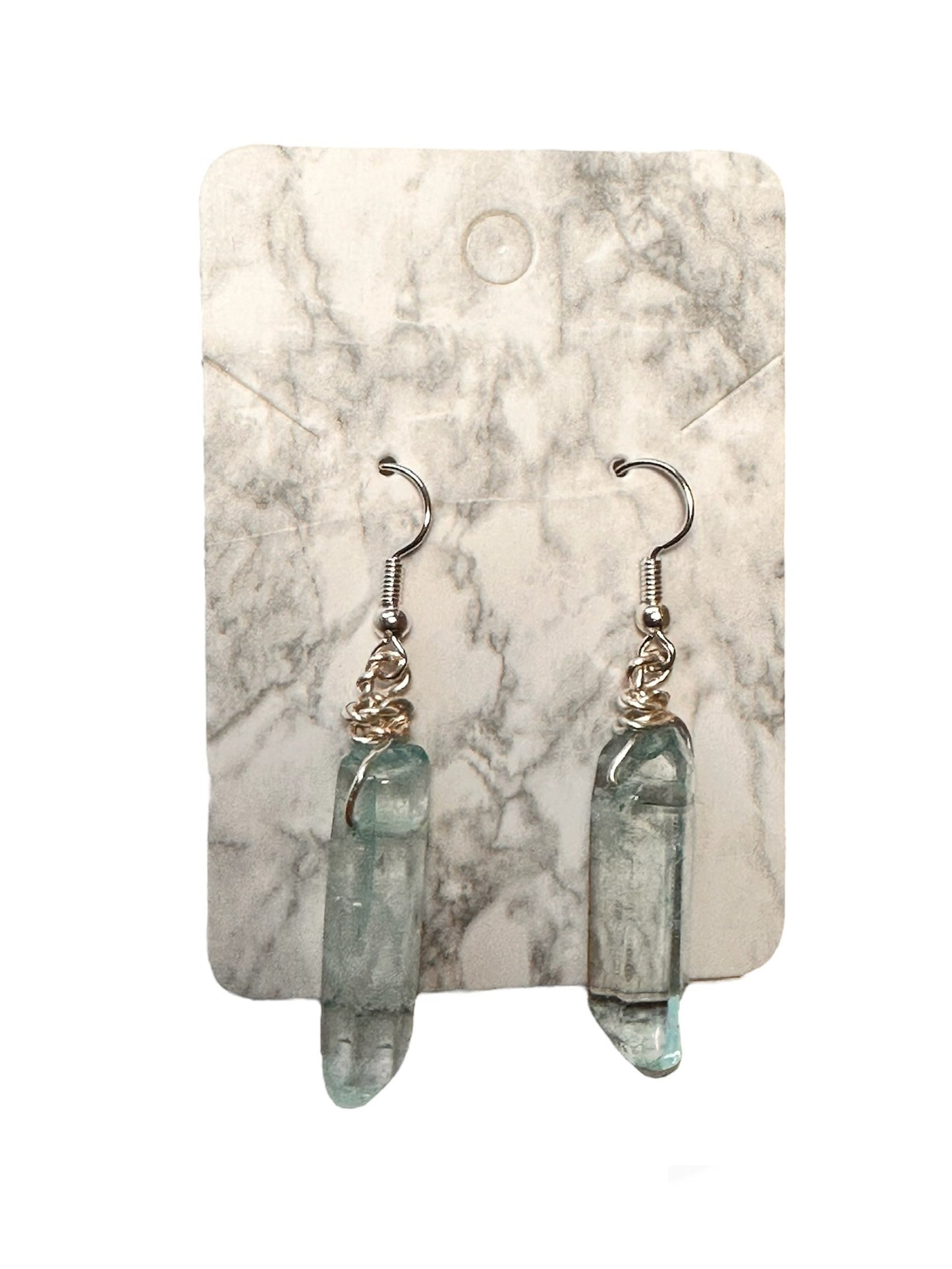 Blue Dyed Quartz Earrings