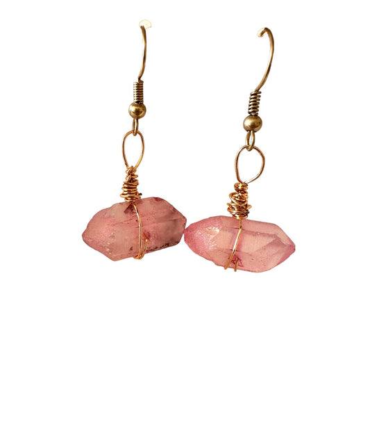 Aura Pink Quartz Earrings