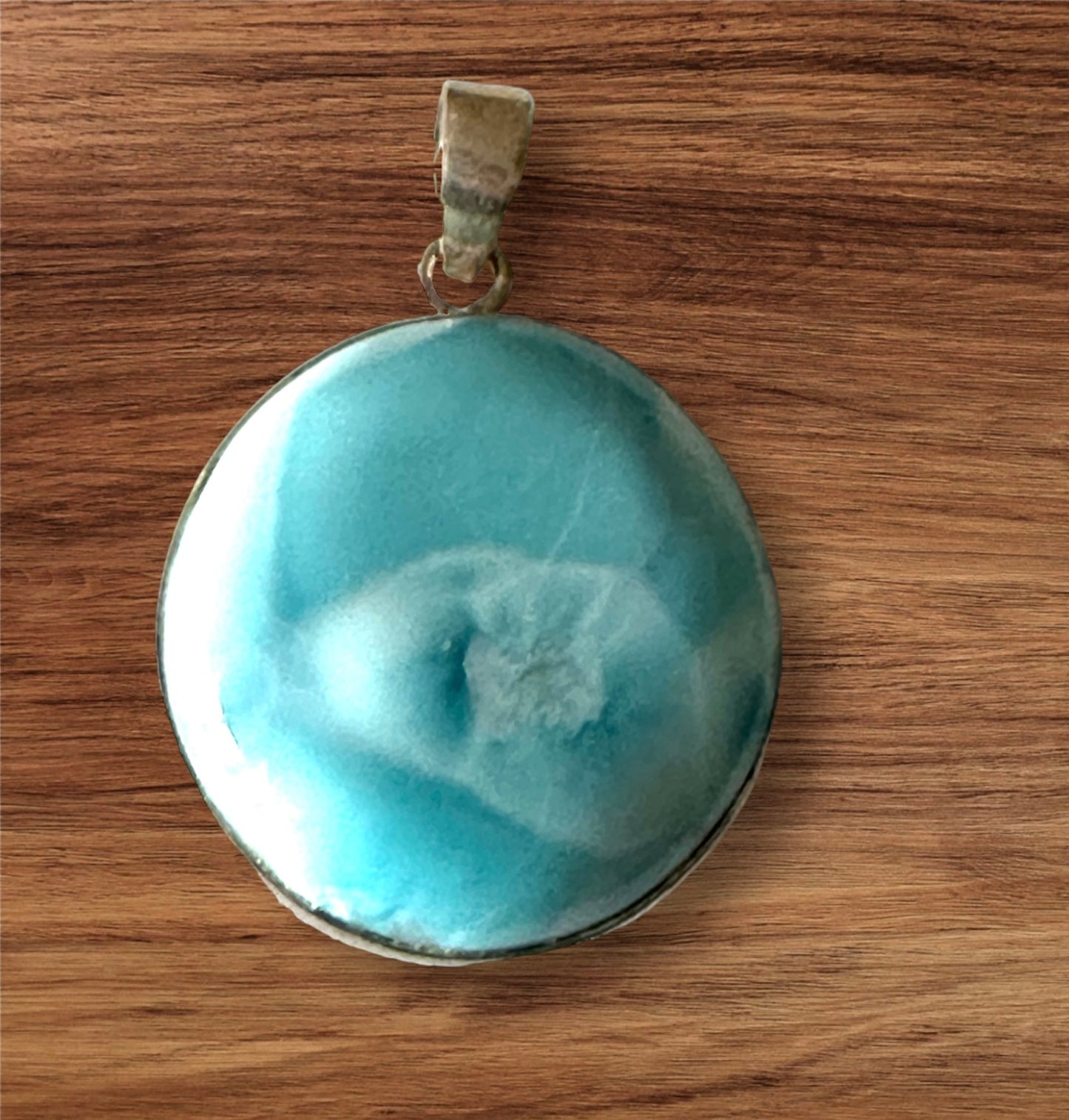 Vintage Larimar pendant set in sterling silver