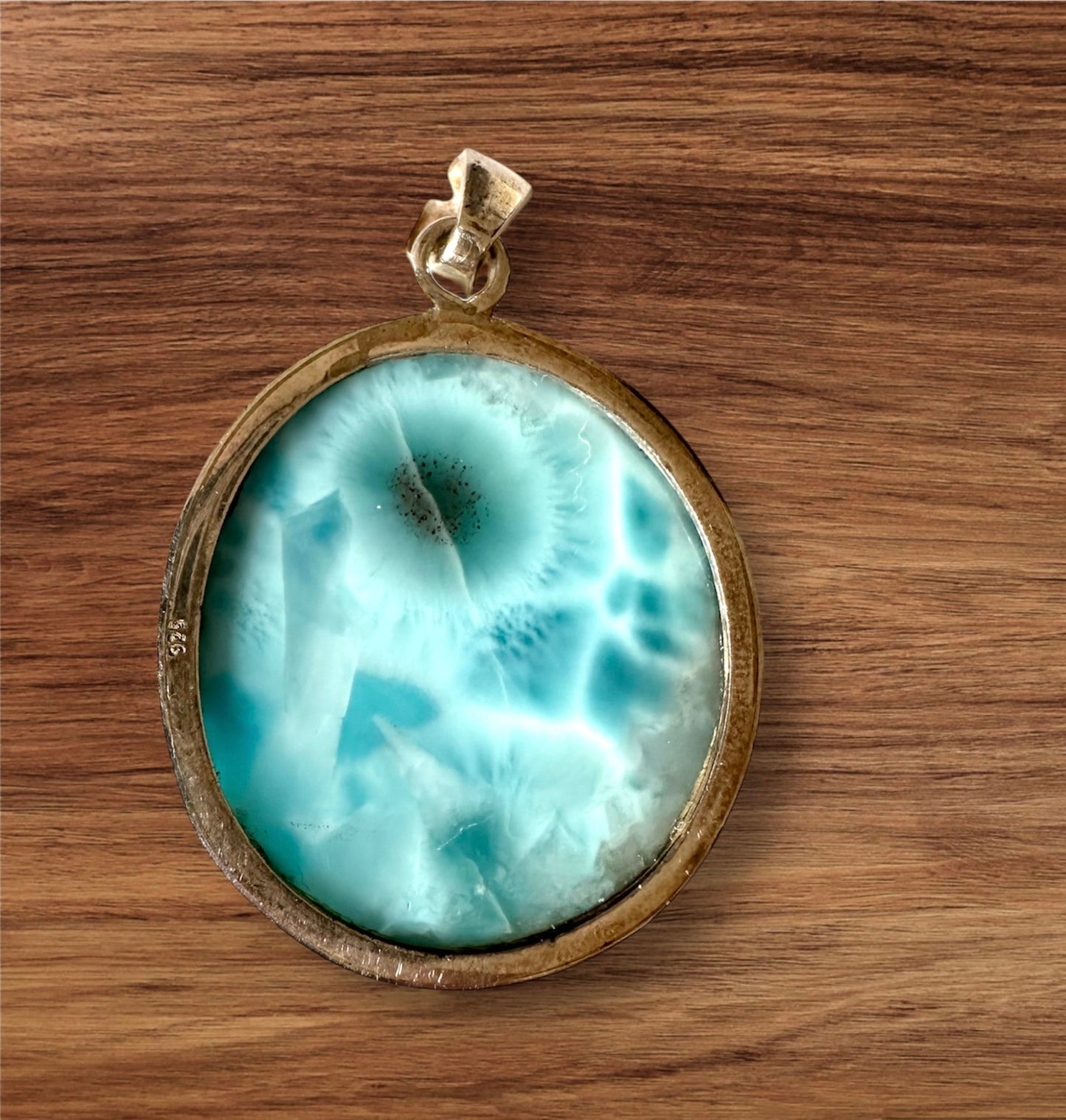 Vintage Larimar pendant set in sterling silver