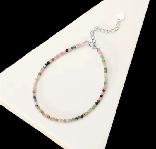 2MM Tourmaline and 925 sterling silver bracelet