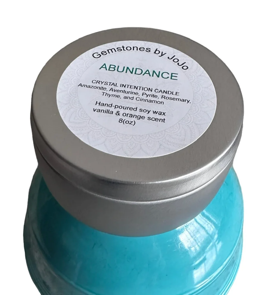 Abundance crystal intention candle