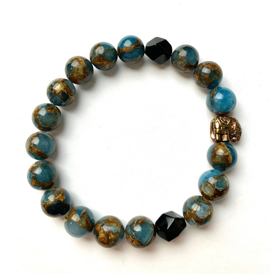 Blue cloisonné and Black Agate