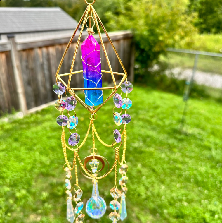 Cotton Candy Quartz crystal chandelier suncatcher