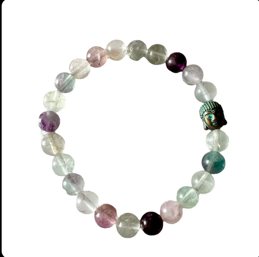 Fluorite and buddha charm