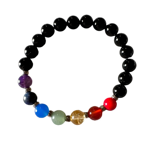 Obsidian and Chakra beads