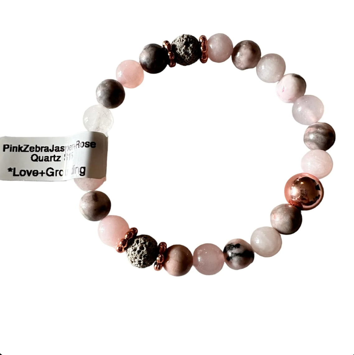 Rose Quartz, Pink Zebra Jasper and Lava