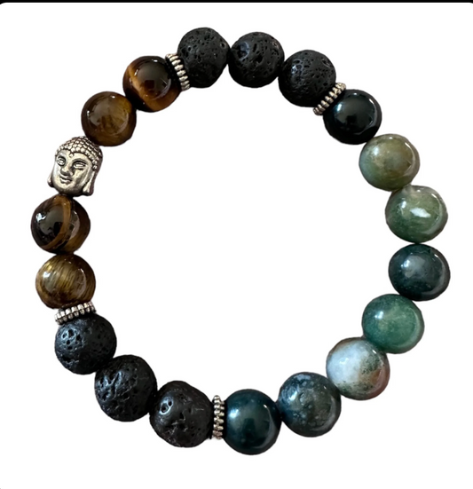 Tigers Eye, Lava Rock, and Indian Agate