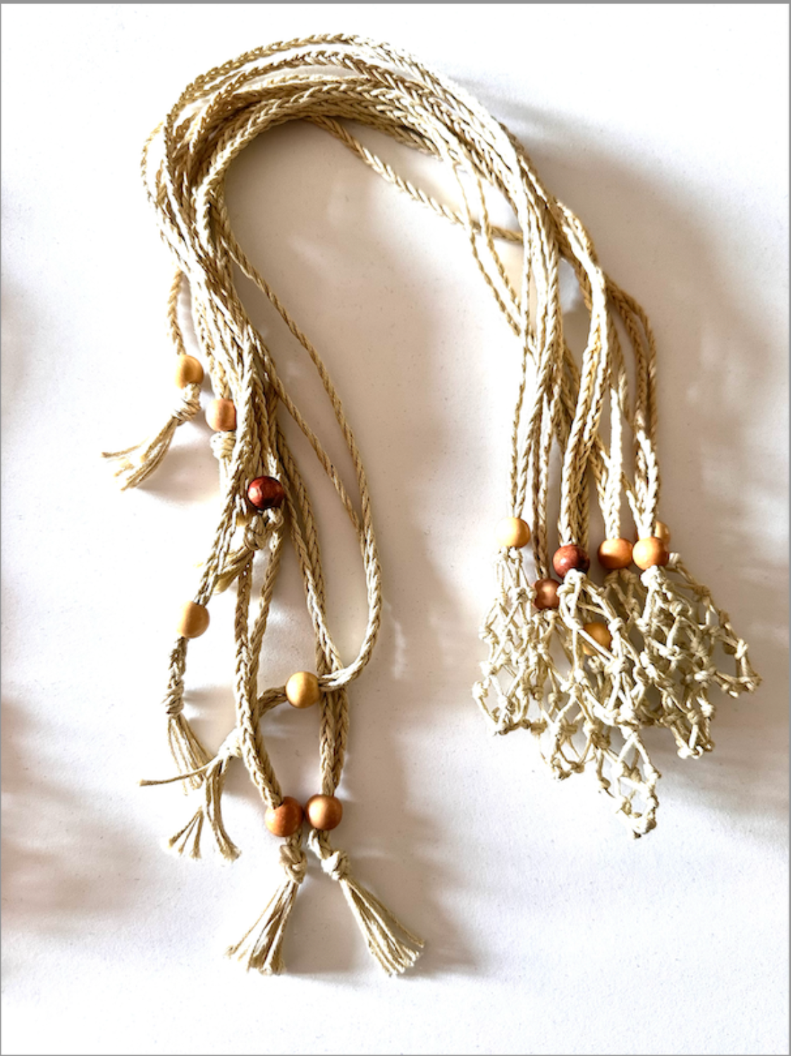 Macrame crystal pouch necklace