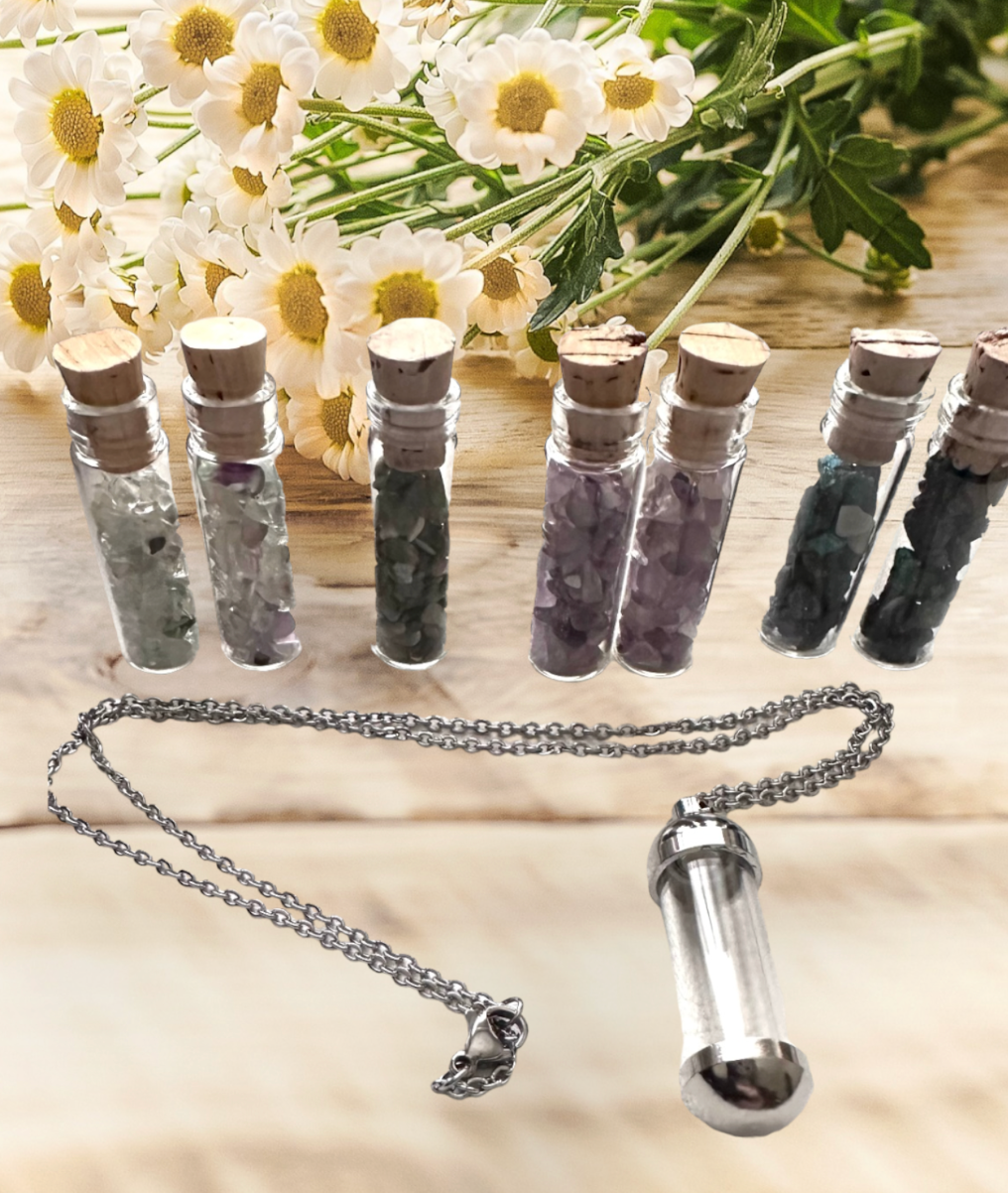 Stainless steel vial necklace