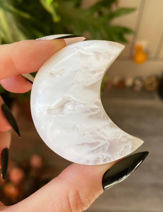 Moon White Plum agate