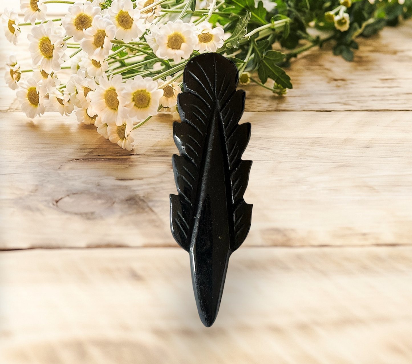 Crystal feather carving