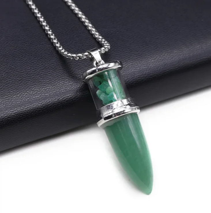 Bullet Shape Natural Pendant Necklace