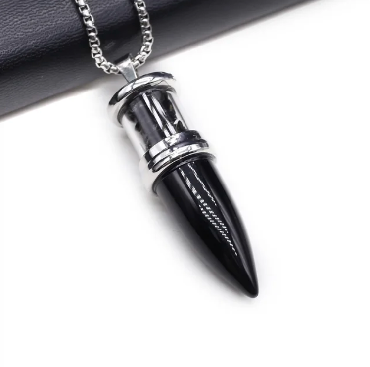 Bullet Shape Natural Pendant Necklace