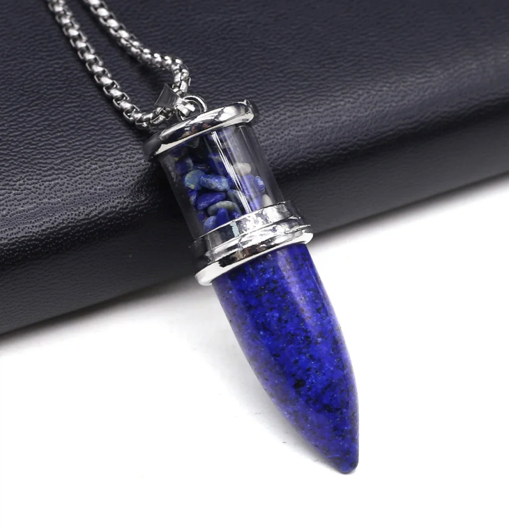 Bullet Shape Natural Pendant Necklace