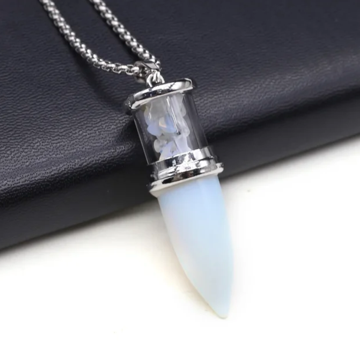 Bullet Shape Natural Pendant Necklace