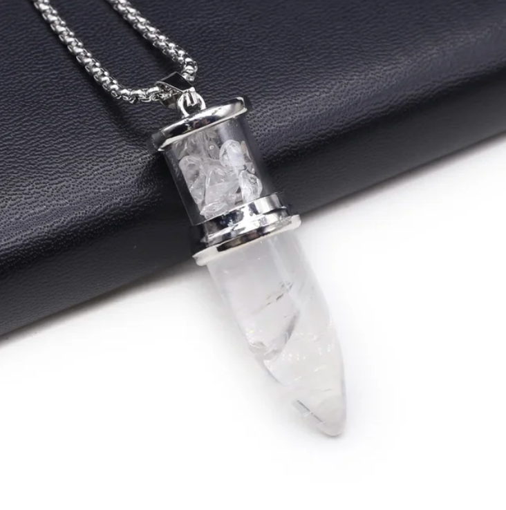 Bullet Shape Natural Pendant Necklace