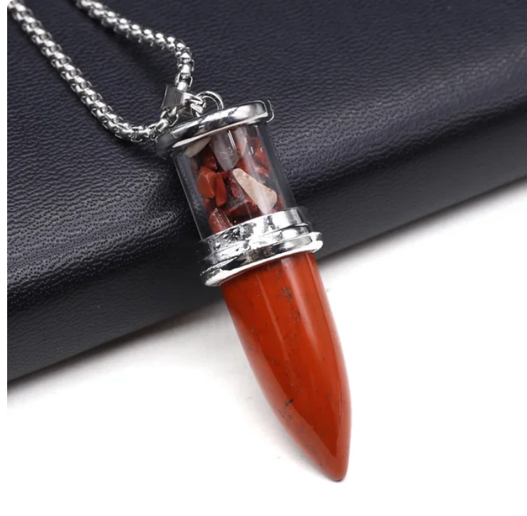 Bullet Shape Natural Pendant Necklace